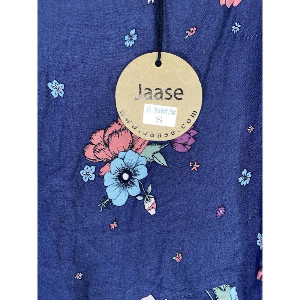 Jaase Dress Extra Small Blue Midi Floral Tiered Boho Floaty Flippy Sleeve NWT - Picture 2 of 8